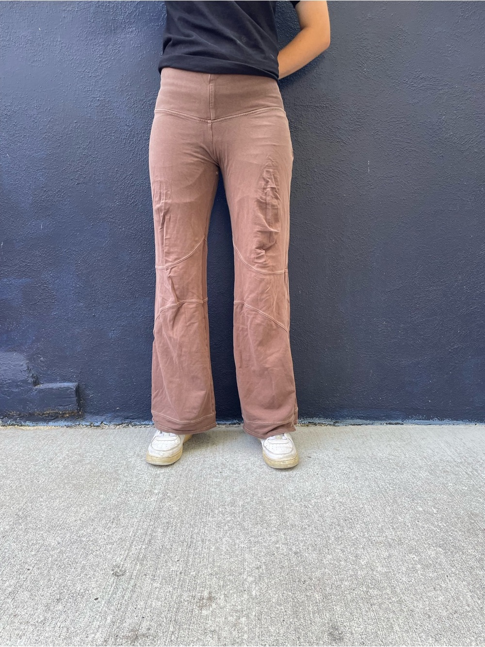 Brown Leom Designs high waisted wide leg leggings size medium